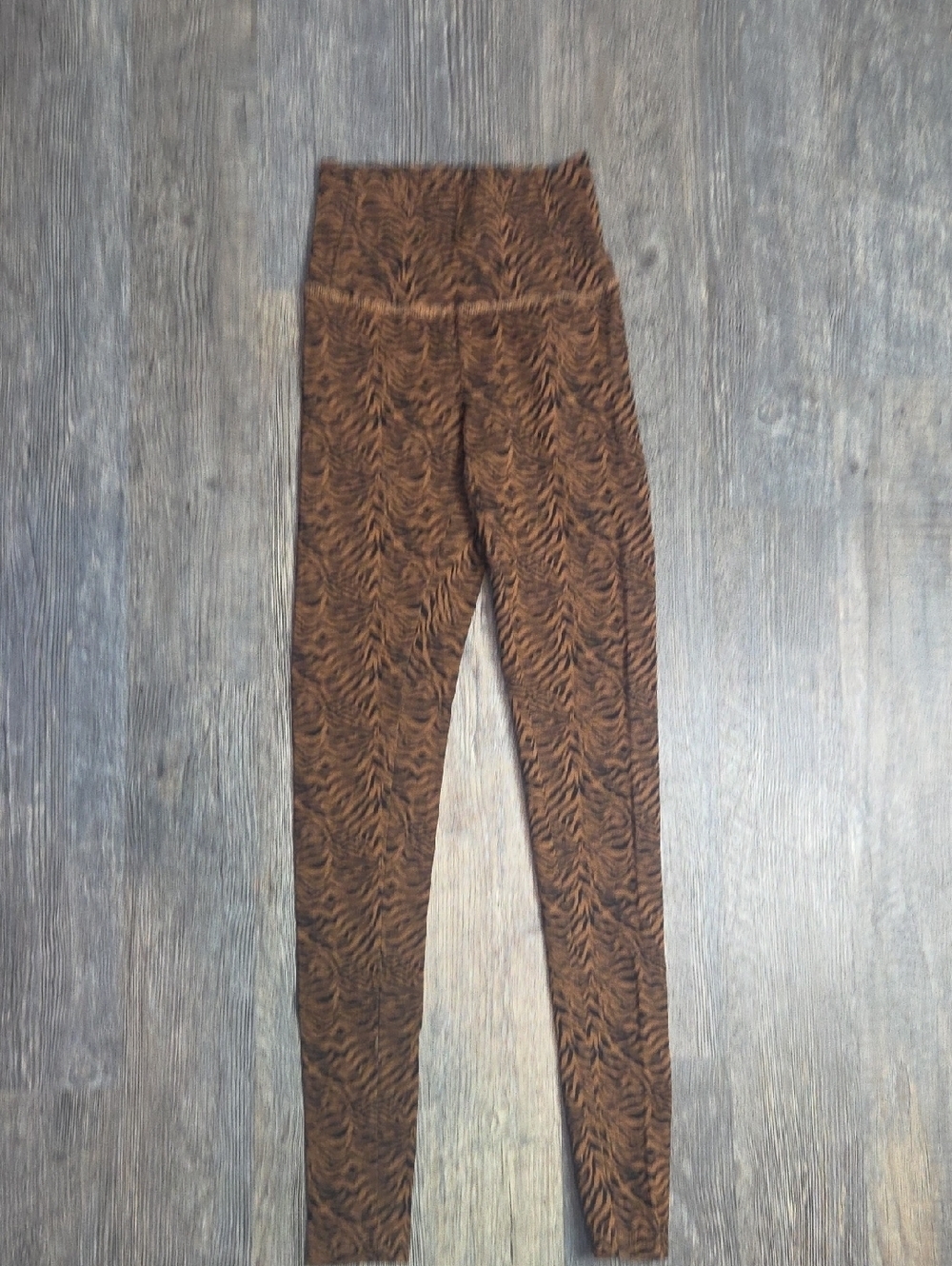 High-Waist Brown Printed Leggings
